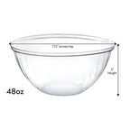 PLASTICPRO Disposable 48 Ounce Round Crystal Clear Plastic Serving Bowls With Lids, Party Snack or Salad Bowl, Chip Bowls, Snack Bowls, Candy Dish, Salad Container Pack of 4