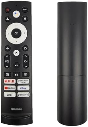 OEM Replacement Remote Control for All Hisense UHD 4K ULED Smart Google TVs with Voice Control 43A6H 50A6H 55A6H 65A6H 75A6H 50U6H 55U6H 65U6H 75U6H75U8H (Netflix/Prime/YouTube/Disney+/Tubi/Peacock)