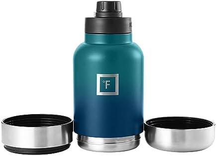 IRON °FLASK Portable Dog Water Bottle & Bowl - All-in-One Travel Accessories Pet Food & Liquids for Car, Hiking, Camping - Leak-Proof, Double Walled, Insulated - 32 oz, 2 Dog Bowls - Dark Night