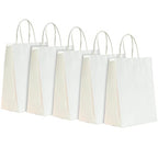 RACETOP White Paper Bags with Handles Bulk 8"x4.5"x10.8" 50Pcs Gift Bags Medium Size, White Gift Bags with Handles, Gift Bags Bulk, Retail Bags, Party Bags, Shopping Bags, Merchandise Bags