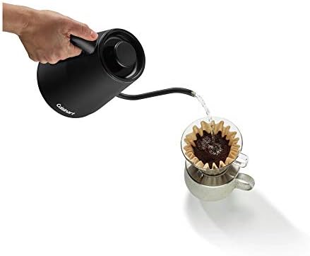 Cuisinart GK-1 Digital Goose Neck Kettle, Precision Gooseneck Spout Designed for Precise Pour Control that Holds 1-Liter, 1200-Watt Allows for Quick Heat Up, Stainless Steel,Black