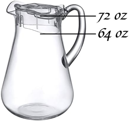 Amazing Abby - Droply - Plastic Pitcher (64 oz, 2 Quart), Clear Water Pitcher with Lid, Fridge Jug, BPA-Free, Shatter-Proof, Great for Iced Tea, Sangria, Lemonade, Juice, Milk, and More