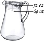 Amazing Abby - Droply - Plastic Pitcher (64 oz, 2 Quart), Clear Water Pitcher with Lid, Fridge Jug, BPA-Free, Shatter-Proof, Great for Iced Tea, Sangria, Lemonade, Juice, Milk, and More