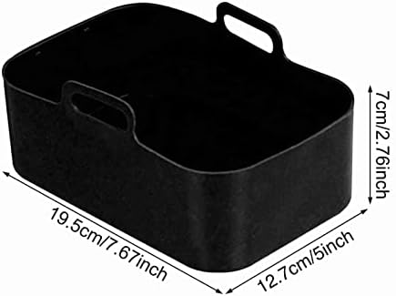 2pcs Air Fryer Silicone Pot for Ninja Foodi Dual DZ201,Reusable Air Fryer Silicone Liners,Rectangle Air Fryer Basket 8QT, Air fryer Accessories (2PCS, black)