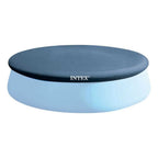 INTEX 28020E Pool Cover: For 8ft Round Easy Set Pools – Includes Rope Tie – Drain Holes – 12in Overhang – Snug Fit