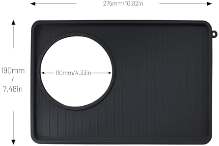 Coffee Mat for Breville 876, Espresso Tamper Mat, Food Grade Silicone Non-Slip, 10.83in x 7.48in, Waterproof Heat Resistant, Espresso Tamping Station for Espresso Machine Barista Accessories (Black)