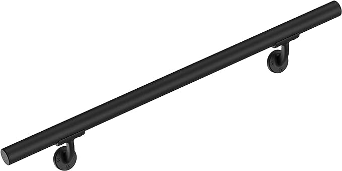 Meranti Aluminum Handrail for Indoor or Outdoor Steps and Stairs – Hand Rails for Elderly – DIY Complete Stair Railing Kit (4' Length, Black Textured)