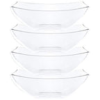 PLASTICPRO Disposable 128 ounce Square Serving Bowls, Party Snack or Salad Bowl, Extra Large Plastic Crystal Clear Pack of 4