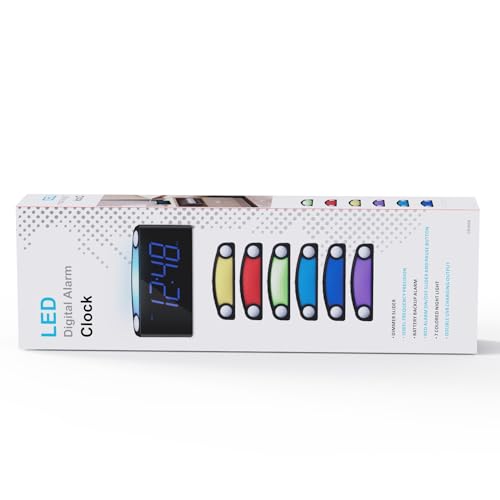 Digital Alarm Clock,7.5" Big LED Display & Full Dimmer,USB Cellphone Chargers,7-Color Night Light,Adjustable Volume,12/24 H,Plug-in Easy to Set Alarm Clock for Kids Elderly Bedside Desk Kitchen Office