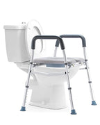 HEAO 3-in-1 Raised Toilet Seat, Adjustable Width/Height, Padded Seat with Splash Guard, Toilet Safety Frame, Shower Chair for Seniors, Handicap,Pregnant, 300 lbs