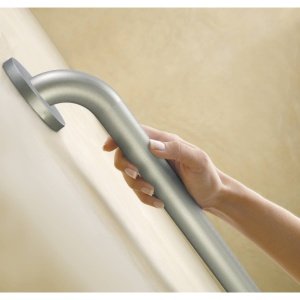 Moen Bathroom Safety 12-Inch Peened Textured Grip Stainless Steel Bathroom Grab Bar with Concealed Screws, Shower Handles for Elderly, R8712P