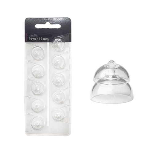 MiniFit Power Domes for Oticon Hearing Aids, 6mm, 8mm, 10mm, 12mm Replacement Domes for Oticon Mini RITE Hearing Aids with Cleaning Brush Tools Kit (12MM)