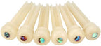 Blisstime 6pcs Unbleached Guitar Bone Bridge Pins Natural Bone Color Replacement Parts with Abalone Dot