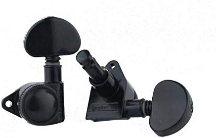 Guyker Guitar Locking Tuners (3L + 3R) - 1:21 High End Roto-Grip Rotomatic Lock String Tuning Key Pegs Machine Head with Big Handle Replacement for Electric, Folk or Acoustic Guitars - Black