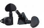 Guyker Guitar Locking Tuners (3L + 3R) - 1:21 High End Roto-Grip Rotomatic Lock String Tuning Key Pegs Machine Head with Big Handle Replacement for Electric, Folk or Acoustic Guitars - Black
