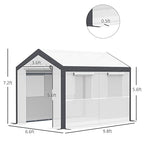 Outsunny 10' L x 7' W x 7' H Outdoor Walk-in Tunnel Greenhouse, Garden Warm Hot House with Roll Up Windows, Zippered Door, and Weather Cover, White/Dark Grey