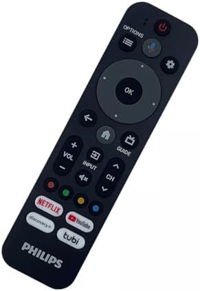 OEM Replacement Remote Control Compatible with Philips Google 4K Smart TV with Netflix, YouTube, Discovery+, tubi Short Keys RF553A