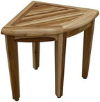 EcoDecors SnazzyCorner Waterproof Teak Wood Shower Bench Stool Seat Chair For Inside Shower Provides Safety, Storage, and Organization For Bathroom Accessories
