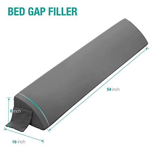 Vekkia Full Bed Wedge Pillow for Headboard Gap/Mattress Gap Filler/Headboard Pillow/Bed Gap Filler,Close Gap(0-6") Between Mattress and Headboard,Stop Loosing Your Pillows,Phone(Gray 54"x10"x6")