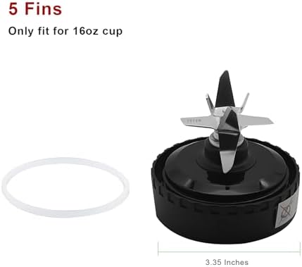 5 Fins Blender Blade Replacement Part For Ninja Blender QB3001SS QB3000 QB3004 QB3005 QB3000SSW-30 QB3000QR-30 QB3001SS-30 QB3000QBK QB3004 QB3005 - Fits for Ninja 16oz Cup [3.35Inch Fins ONLY]