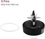5 Fins Blender Blade Replacement Part For Ninja Blender QB3001SS QB3000 QB3004 QB3005 QB3000SSW-30 QB3000QR-30 QB3001SS-30 QB3000QBK QB3004 QB3005 - Fits for Ninja 16oz Cup [3.35Inch Fins ONLY]