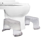 EVRON Toilet Stool 7" Bathroom Squatting Toilet Step Stool for Potty Assistance,Original Compact Flexible Distance Adjustment Poop Stool Stackable Design for Space Saving Storage (Clear 1 Pairs)