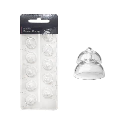 MiniFit Power Domes for Oticon Hearing Aids, 6mm, 8mm, 10mm, 12mm Replacement Domes for Oticon Mini RITE Hearing Aids with Cleaning Brush Tools Kit (10MM)