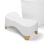 Toilet Stool,Gligam Poop Stool for Bathroom,Bearing 550 lbs Weight,Toilet Step Stool, Potty Stool for Adults and Kids,Non-Slip Simple Design,7" Tall (White/Bamboo Color)