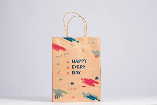RACETOP Brown Gift Bags with Handles Bulk, 8"x4.5"x10.8" 50Pcs Brown Paper Bags with Handles Bulk, Brown Kraft Paper Bags, Gift Bags Bulk, Retail Bags, Shopping Bags
