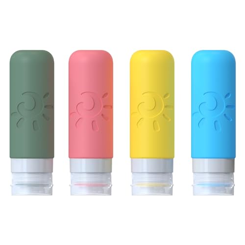 Travel Bottles for Toiletries, TSA Approved Travel Containers 3oz Leak Proof Travel Tubs Refillable Liquid Travel Accessories for Shampoo Conditioner Lotion Body Wash(Multicolored F)