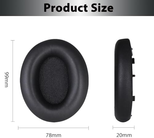 WH-1000XM4 Replacement Earpads Cushions, Protein Leather Ear Pads for Sony WH-1000XM4(WH1000XM4) Noise Canceling Headphones with High Density Memory Foam, Without Affecting Sensor (Black)