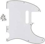 FLEOR 8 Hole TL Pickguard Scratch Plate with Pickguard Screws Set Fit USA/MX Standard TL Style Pickguard Replacement, 3Ply White