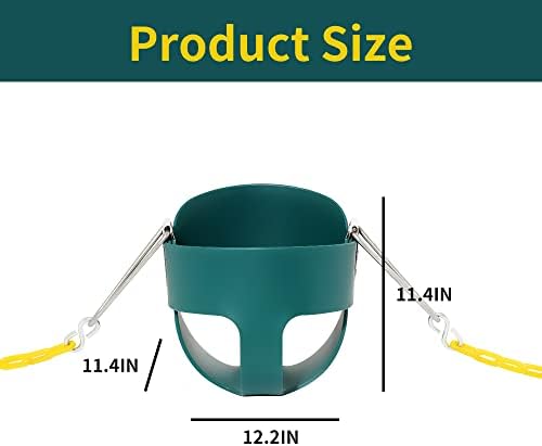 High Back Full Bucket Toddler Swing Seat with Yellow Coated Chains Fully Assembled Baby Swing Set Accessories