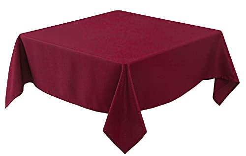 Biscaynebay Textured Fabric Christmas Square Tablecloths 54x54 Inches, Burgundy Water Resistant Tablecloths for Dining, Kitchen, Wedding, Parties etc. Machine Washable