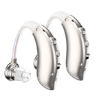 F&Kcoptee Hearing Aids for Seniors Rechargeable with Noise Canceling - Hearing Amplifiers for Adults with Severe Hearing Loss - 2 Ear Amplifier Over The Counter Hearing Aid with Volume Control - Silver