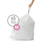 simplehuman Code M 200 Count, Genuine Custom Fit Liners, Drawstring Trash Bags in Dispenser Packs, 45 Liter / 11.9 Gallon, White