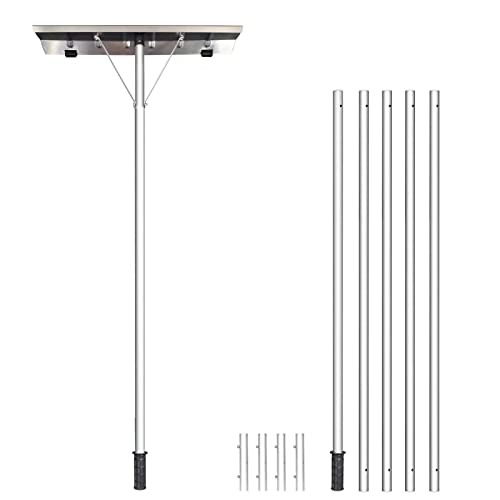 20 Feet Aluminum Snow Rake, with 25.5 Inch Blade, 5 Extension Tubes & Anti-Skid Handle, Telescoping Snow Removal Tool for Removing Snow, Leaves, Debris…