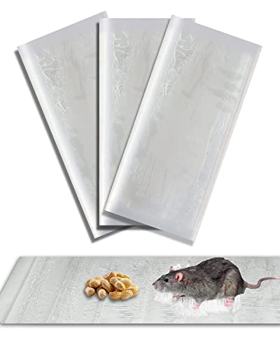 SEEKBIT 3 Pack Rat Sticky Traps Extra Large, Clear Mouse Glue Trap Sticky Trap for Mice and Rats, Enhanced Stickiness Trapping Pads Snakes Spiders Roaches for House Rodent Pest Control - 47.2x11