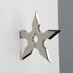 Ninja Coat Hooks 2 Pack, Darts Star Wall Mounted Hooks, Stainless Steel Clothes Hats Hanger Holder (Steel Ninja)