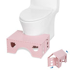 7inches Foldable Toilet Stool (Pink), Healthy Bathroom Squatting Posture Poop Stool with Anti-Slip Feet, A Good Helper to Effective Relief of Constipation, Easy to Storage Toilet Squat Stool