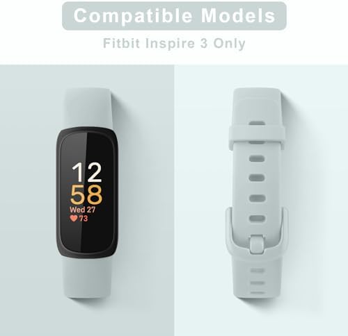 Vancle 4 Pack Bands Compatible with Fitbit Inspire 3 Bands for Women Men, Sport Silicone Adjustable Replacement Straps for Fitbit Inspire 3 Fitness Tracke