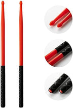 Nylon Drumsticks 2 pairs with ANTI-SLIP Handles for Drum,Exercise Plastic Drum Sticks,Attractive,Light and Durable Sticks for Drums,Musical Instrument Percussion Accessories (Black and Red)