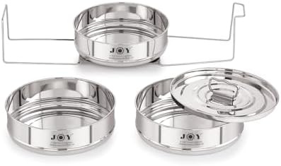 Stackable Stainless Steel Insert Pans - 3 Tiers - Instant Pot Accessories - 6QT & Above - Pressure Cooker Steamer Pan
