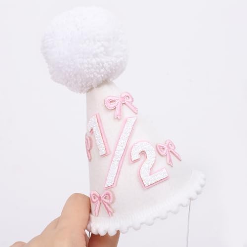 WAOUH Half Birthday Hat - Bow Cake Smash Crown for 6 Month Baby, Mini Photo Prop