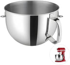 6 QT Stainless Steel Mixer Bowl for KitchenAid Stand Mixers,Strong and Durable Replacement Bowl for KitchenAid with Handle,Dishwasher Safe