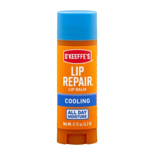 O'Keeffe's Cooling Relief Lip Repair Lip Balm for Dry, Cracked Lips, Stick, (Pack of 4)