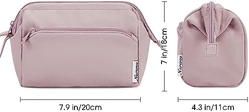 Narwey Large Makeup Bag Women Wide-open Make up Bag Travel Cosmetic Bag Organizer Toiletry Bag for Cosmetics Toiletries Accessories (Dusty Rose)