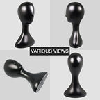 16 Inch Studio Limited Professional Plastic Mannequin Head Durable Women Model Wig Head Stand Torso Styling Making Display Holder with Jack for Wigs, Hat, Mask, Headdress, Necklace (Black, 9 Pack)