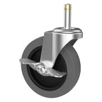 4-Inch Swivel Stem Caster for Rubbermaid Mop Bucket Utility Cart, 7/16-Inch Stem Diameter Rubber Wheel Set of 4 with Side Brake, Heavy Duty TPR Weber Grills Shop Vac Replacement Wheels