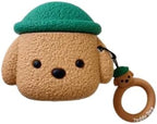 Case Compatible with AirPods 4, Cute Creative Pet Hat Teddy Dog Earphone Case, Puppy Style Soft Silicone Earphone Protection Skin for AirPods4 +Hook -Brown